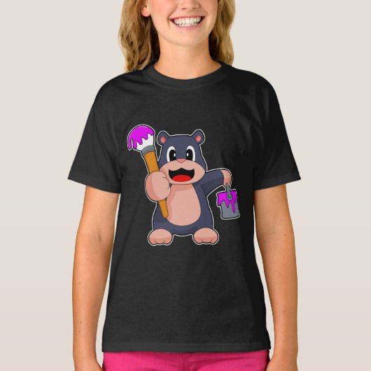 モグラ絵を描ペイトブ絵を描ラシ Tシャツ (正面)