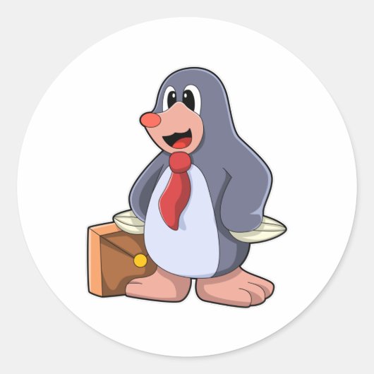 モグラ起業家とバッグ ラウンドシール (正面)