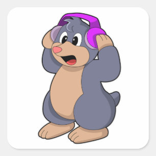 モグラ音楽（ヘッドホン付き） スクエアシール