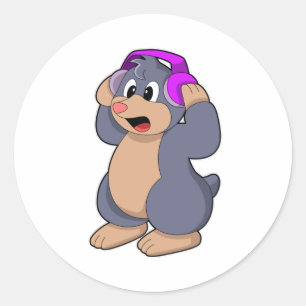 モグラ音楽（ヘッドホン付き） ラウンドシール