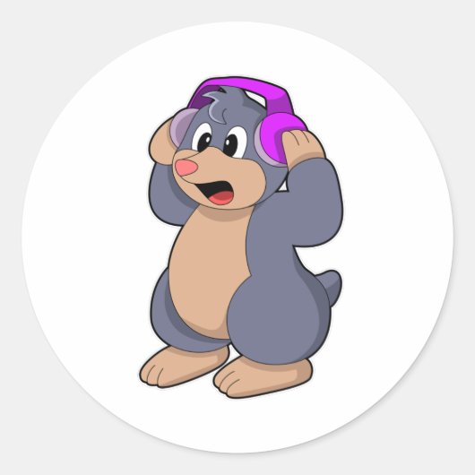 モグラ音楽（ヘッドホン付き） ラウンドシール (正面)