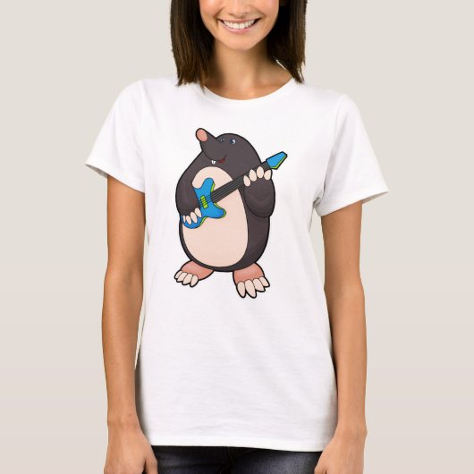 モグラ・アット・ミュージックとギター Tシャツ (正面)