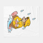 モグラ・アット・レインドロップ フリースブランケット (正面(横))