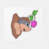 モグラ・アース・フラワー フリースブランケット (正面(横))