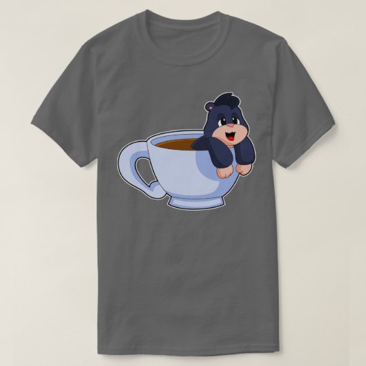 モグラ・コーヒーカップ Tシャツ (デザイン正面)