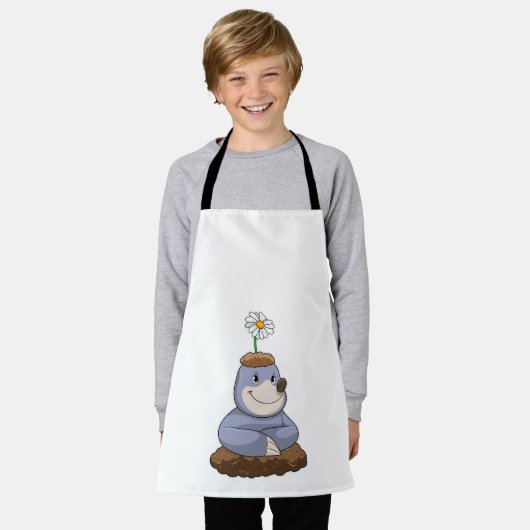 モグラ(デイジー花) エプロン (着用した状態)