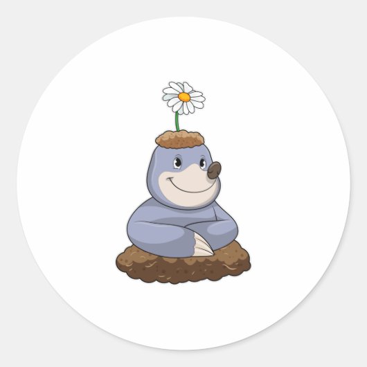 モグラ(デイジー花) ラウンドシール (正面)