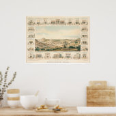 モケルムンヒルパノラママップ1855 (1107A) ポスター (キッチン)