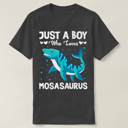 モサウルスを愛する少年に過ぎない Tシャツ (デザイン正面)