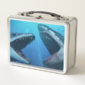 モサウルス対メガロドン メタルランチボックス (正面)