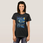 モサウルス恐竜の星空絵を描夜 Tシャツ (正面フル)