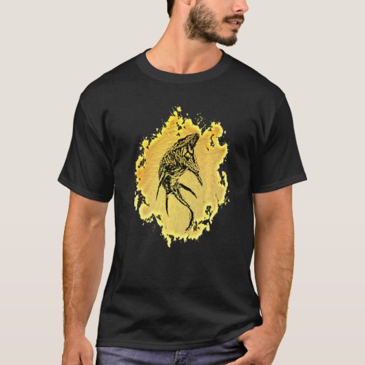 モサウルス恐竜モチーフ先史時代のプレデターDin Tシャツ (正面)