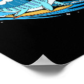 モササウルスのサーフィン 恐竜 面白い 水生 恐竜 ポスター (角)