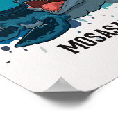 モササウルス ぬいぐるみ プリント恐竜 子供部屋 ポスター (角)