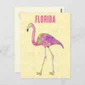 モザイクお洒落フラミンゴデザイン ポストカード (正面/裏面)