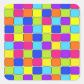 モザイクかわいらしカラフルタイル模様の贈り物 スクエアシール (正面)