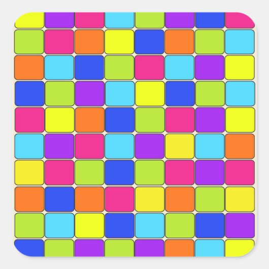 モザイクかわいらしカラフルタイル模様の贈り物 スクエアシール (正面)