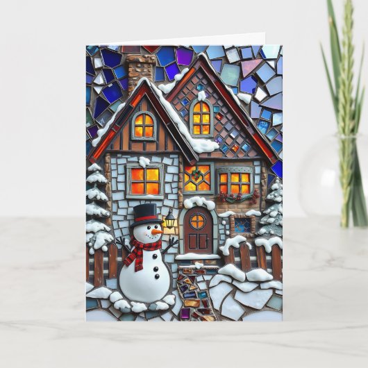 モザイクかわいらしタイルとステンドグラスのクリスマス カード (正面)