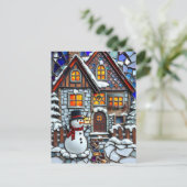 モザイクかわいらしタイルとステンドグラスのクリスマス ポストカード (スタンド正面)