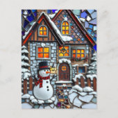 モザイクかわいらしタイルとステンドグラスのクリスマス ポストカード (正面)