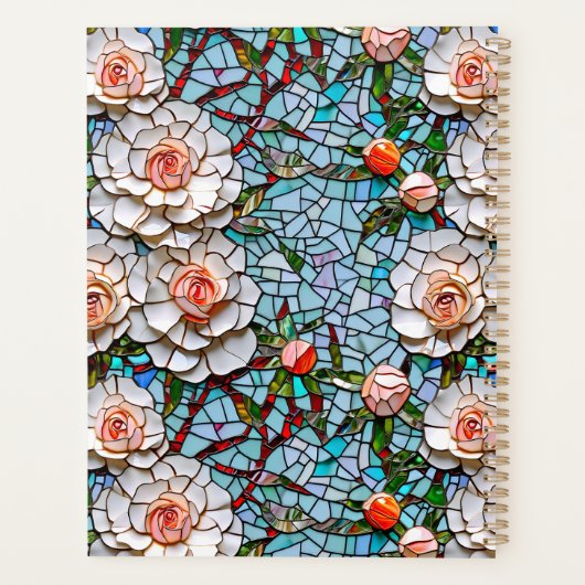 モザイクかわいらしフェイクの花の模様パーソナライズされた プランナー手帳 (裏面)