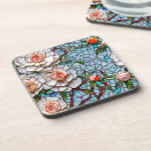 モザイクかわいらしフェイクの花柄 コースター (左側)