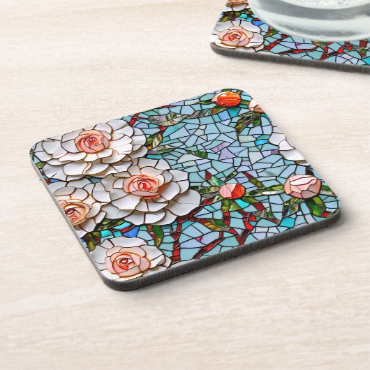 モザイクかわいらしフェイクの花柄 コースター (左側)