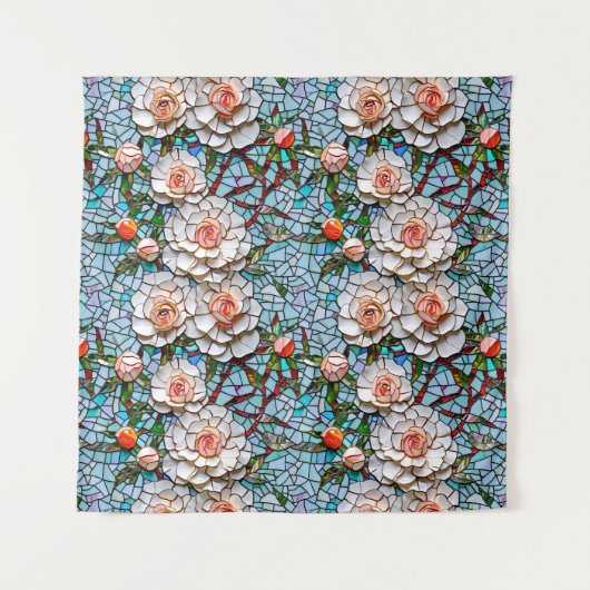 モザイクかわいらしフェイクの花柄 タペストリー (正面)