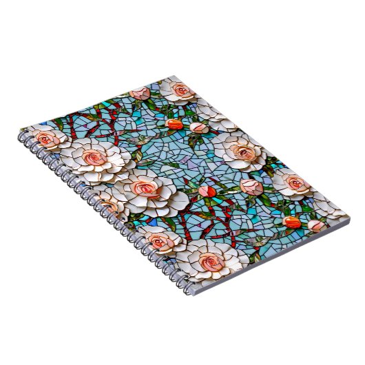 モザイクかわいらしフェイクの花柄 ノートブック (右側)
