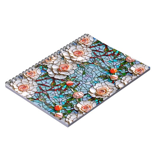 モザイクかわいらしフェイクの花柄 ノートブック (左側)