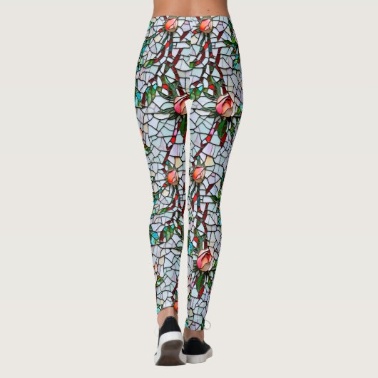 モザイクかわいらしフェイクの花柄 レギンス (裏面)