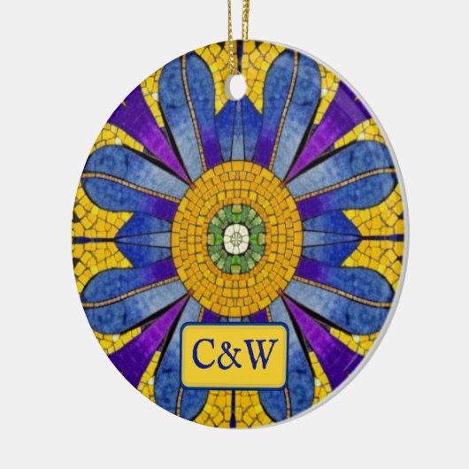 モザイクとローマスタイルタイル – テキスト セラミックオーナメント (左)