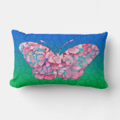 モザイクのグラデーションのステンドグラス蝶 ランバークッション (正面)