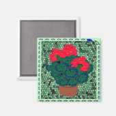 モザイクのゲラニウム マグネット (正面/裏面)