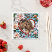 モザイクのステンドグラスと結婚タイルパーソナライズされた スタンダードカクテルナプキン (インサイチュ)