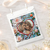 モザイクのステンドグラスと結婚タイルパーソナライズされた フェイバーバッグ (クリップ留めされた状態)