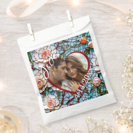 モザイクのステンドグラスと結婚タイルパーソナライズされた フェイバーバッグ