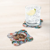 モザイクのステンドグラスと結婚タイルパーソナライズされた ペーパーコースター (インサイチュ)