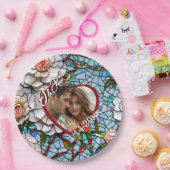 モザイクのステンドグラスと結婚タイルパーソナライズされた ペーパープレート (パーティー)