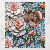 モザイクのステンドグラスと結婚タイルパーソナライズされた ワインラベル (シングルラベル)