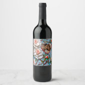 モザイクのステンドグラスと結婚タイルパーソナライズされた ワインラベル (正面)