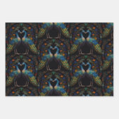 モザイクのステンドグラスカラフルの孔雀 ラッピングペーパーシート (正面3)