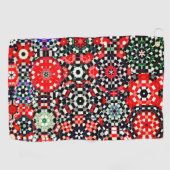 モザイクの万華鏡のように千変万化するパターンチェス六角形、赤い黒へ ゴルフタオル (横)