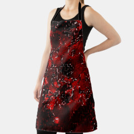 モザイクの下で派手で素朴な赤い花びらの混合 エプロン