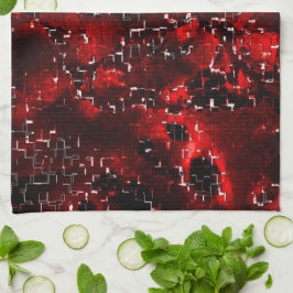 モザイクの下で派手で素朴な赤い花びらの混合 キッチンタオル