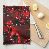 モザイクの下で派手で素朴な赤い花びらの混合 キッチンタオル (四つ折り)