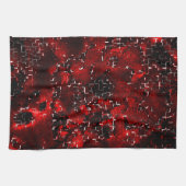 モザイクの下で派手で素朴な赤い花びらの混合 キッチンタオル (横)