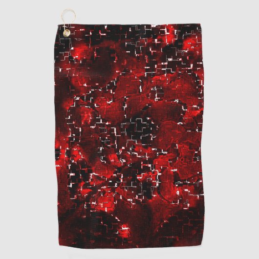 モザイクの下で派手で素朴な赤い花びらの混合 ゴルフタオル (正面)