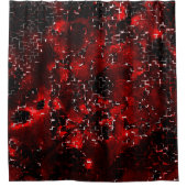 モザイクの下で派手で素朴な赤い花びらの混合 シャワーカーテン (正面)