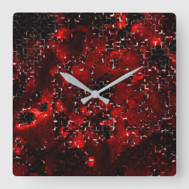 モザイクの下で派手で素朴な赤い花びらの混合 スクエア壁時計